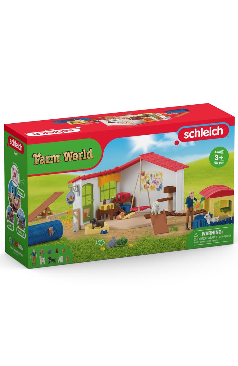 Schleich Farm World Pet Hotel, 54 Piece Animal Playset, Ages 3+, Alternate, color, Multicolored