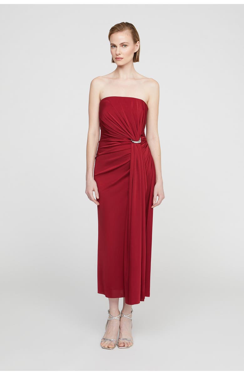 HALSTON Nadia Jersey Midi Dress, Main, color, Ruby