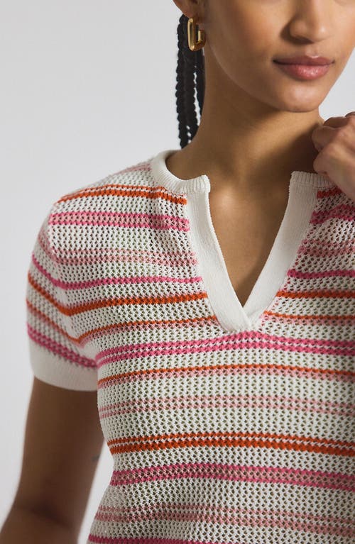 Derek Lam 10 Crosby Andy Stripe Corded Mesh Cotton Blend Sweater