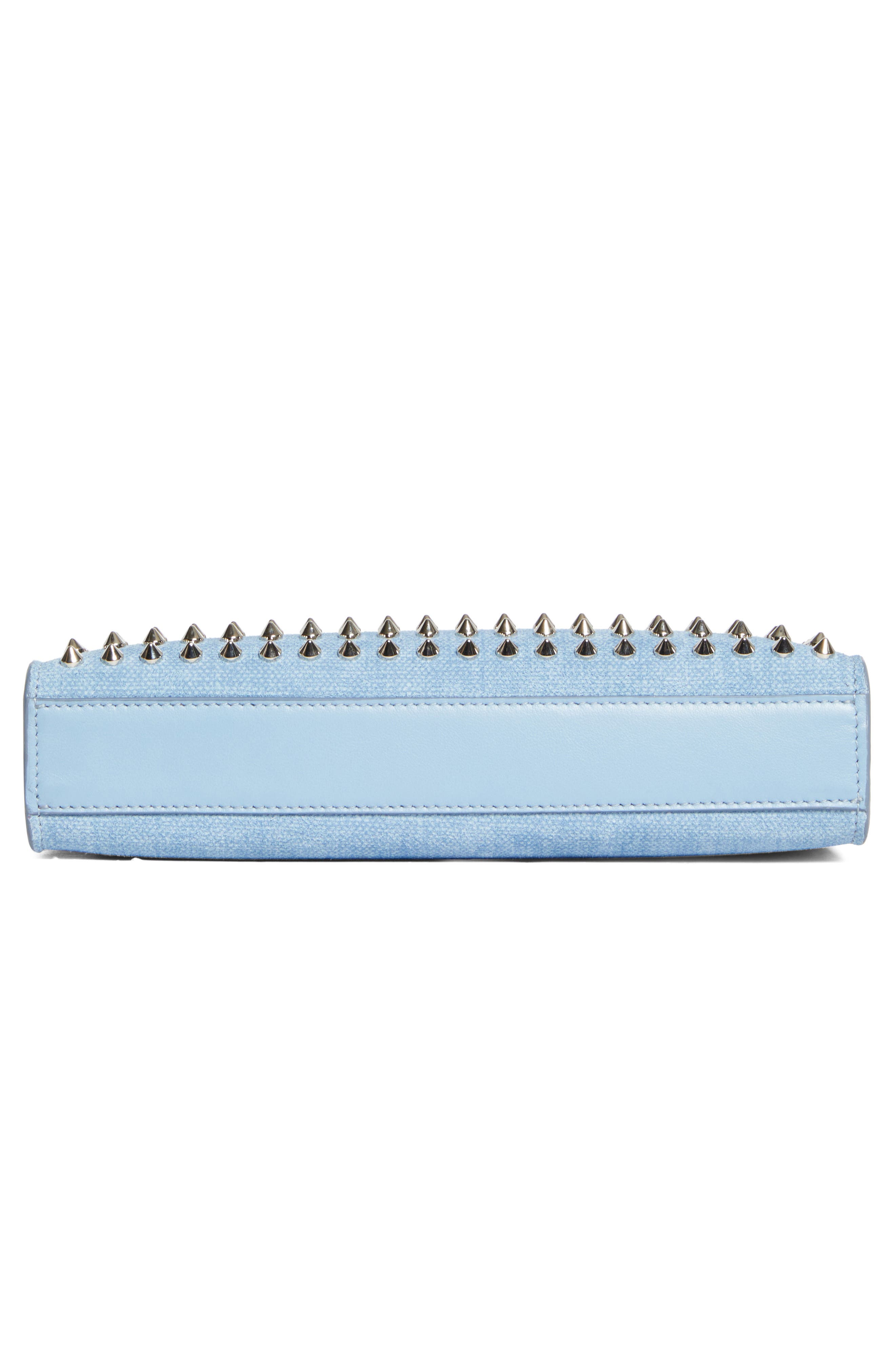 Christian Louboutin Funky Studded Canvas Crossbody Bag, Alternate, color, 4396-Ceruleo/ Silver