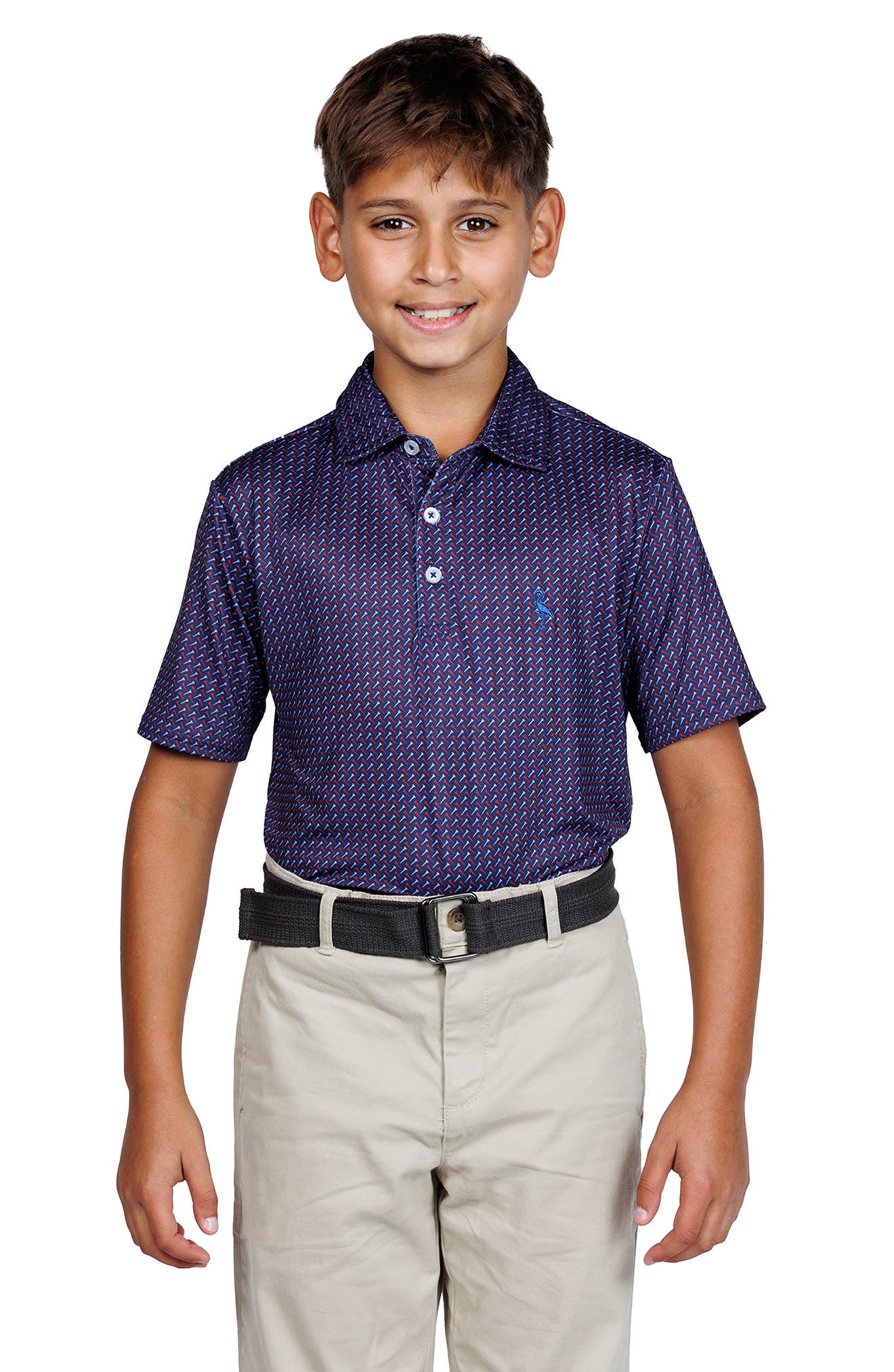 TailorByrd Kids' Golf Tee Print Performance Knit Polo