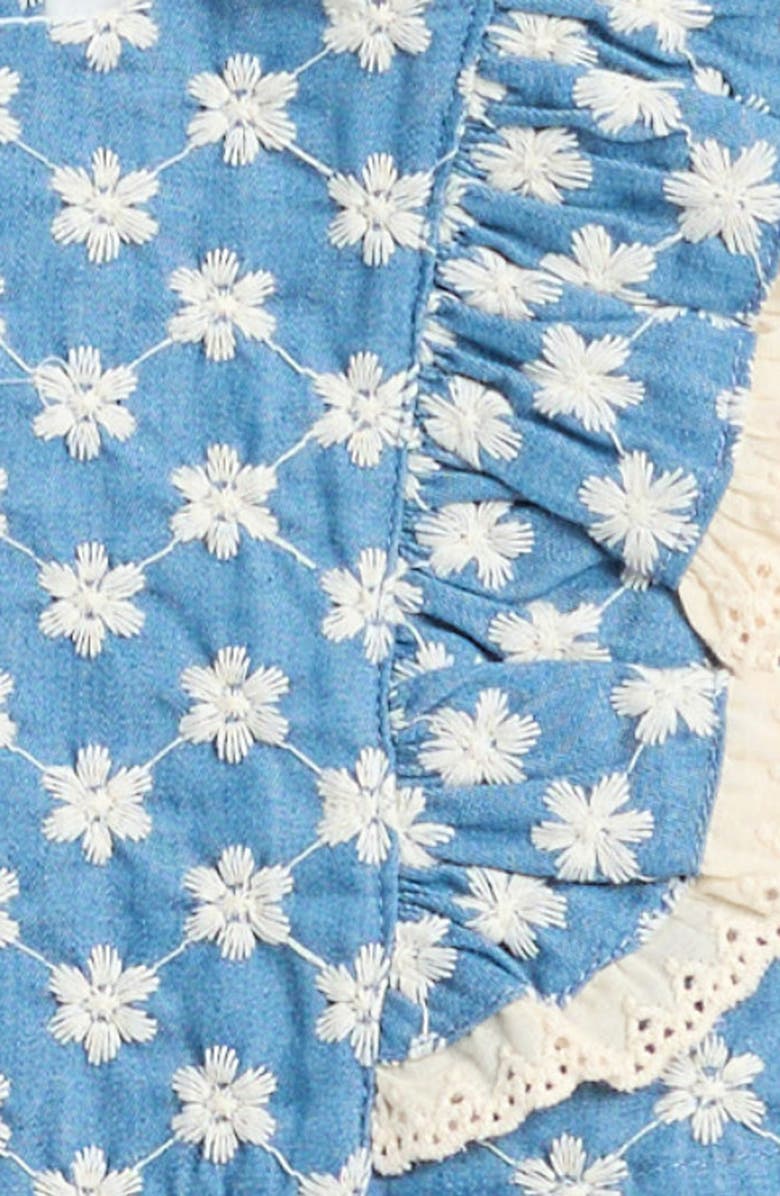 Pippa & Julie Embroidered Chambray Ruffle Top & Skirt Set, Alternate, color, Blue