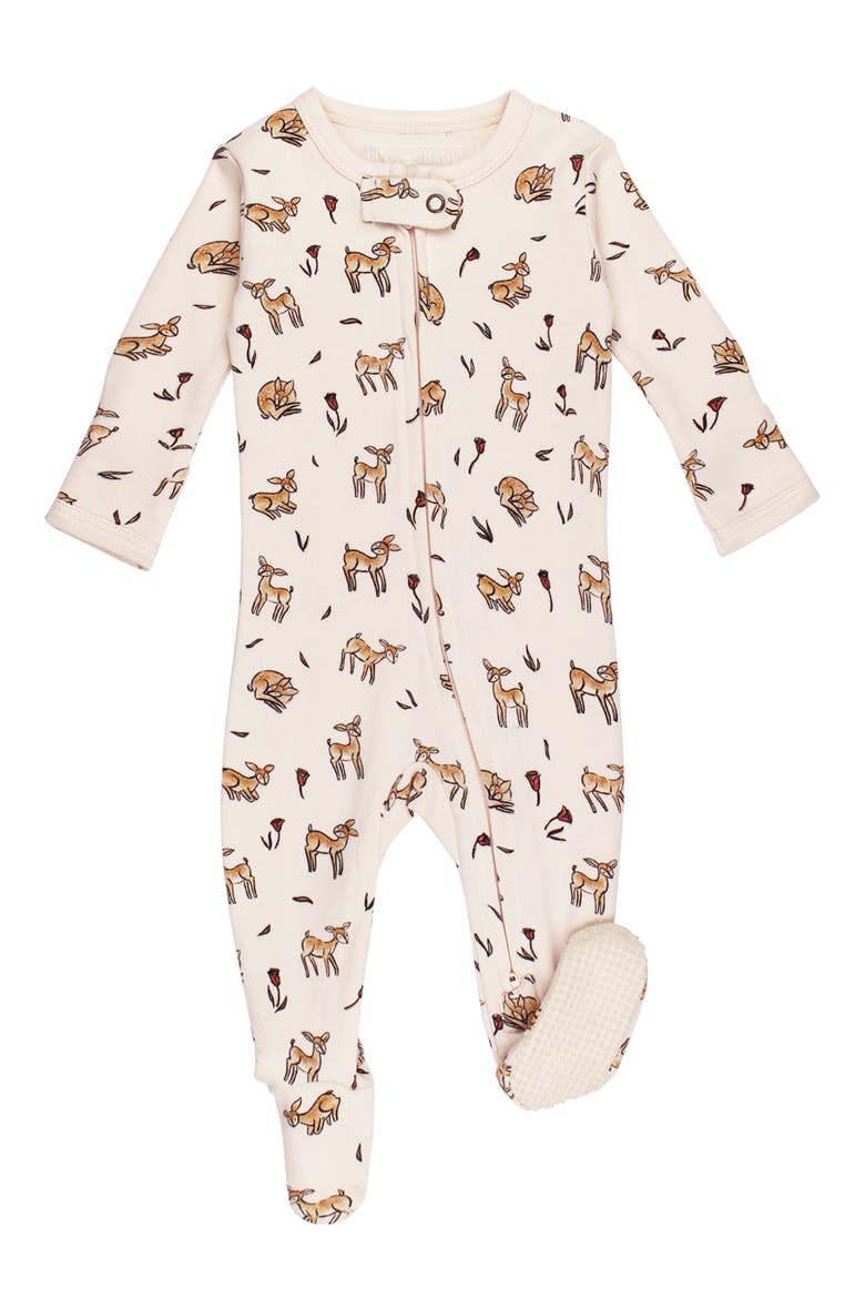 Doe-a-Deer Organic Cotton Zip Footie, Main, color, DOE-A-DEER