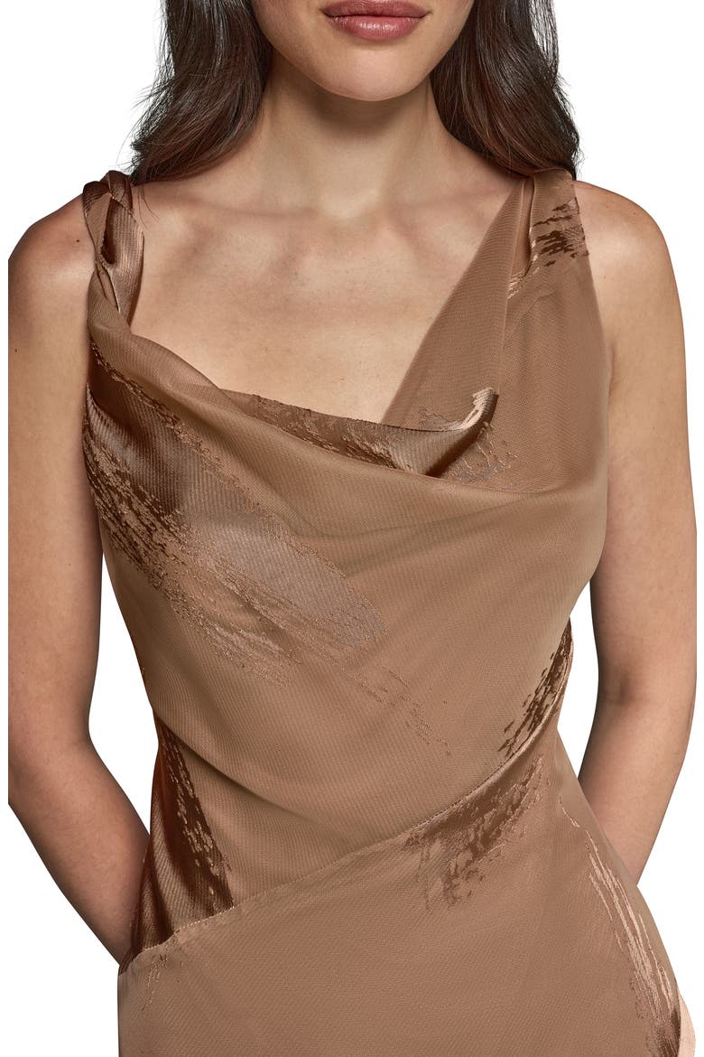 Satin Burnout Cocktail Dress, Alternate, color, CAMEL
