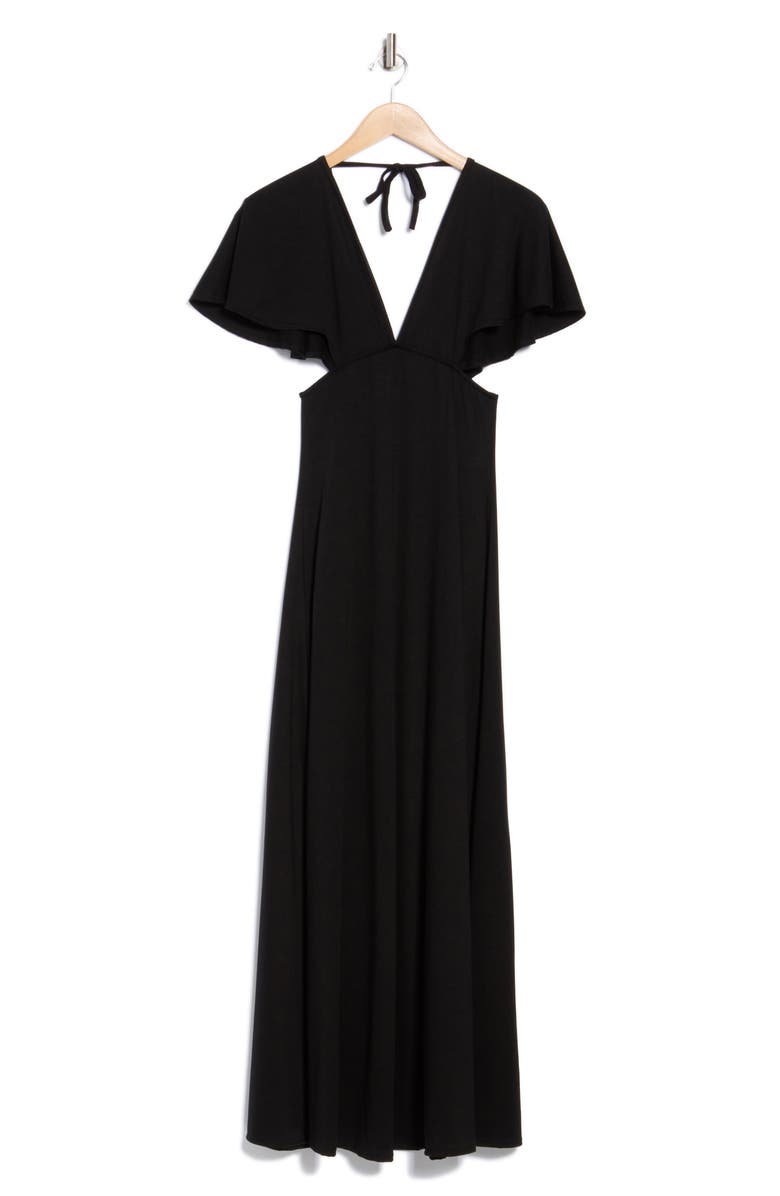 GO COUTURE Cutout Maxi Dress, Alternate, color, Black