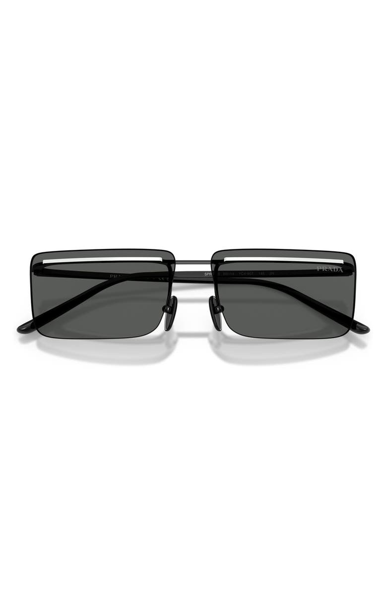 Prada 60mm Rectangular Sunglasses, Alternate, color, Black/ White / Dark Grey