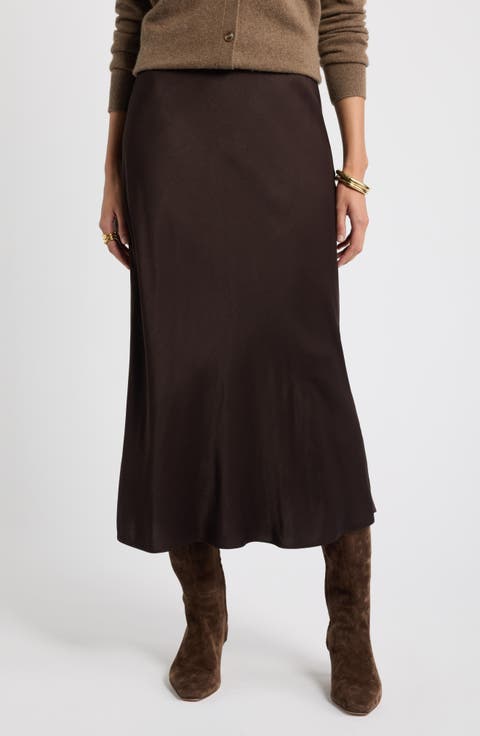 Bias Cut Satin Maxi Skirt