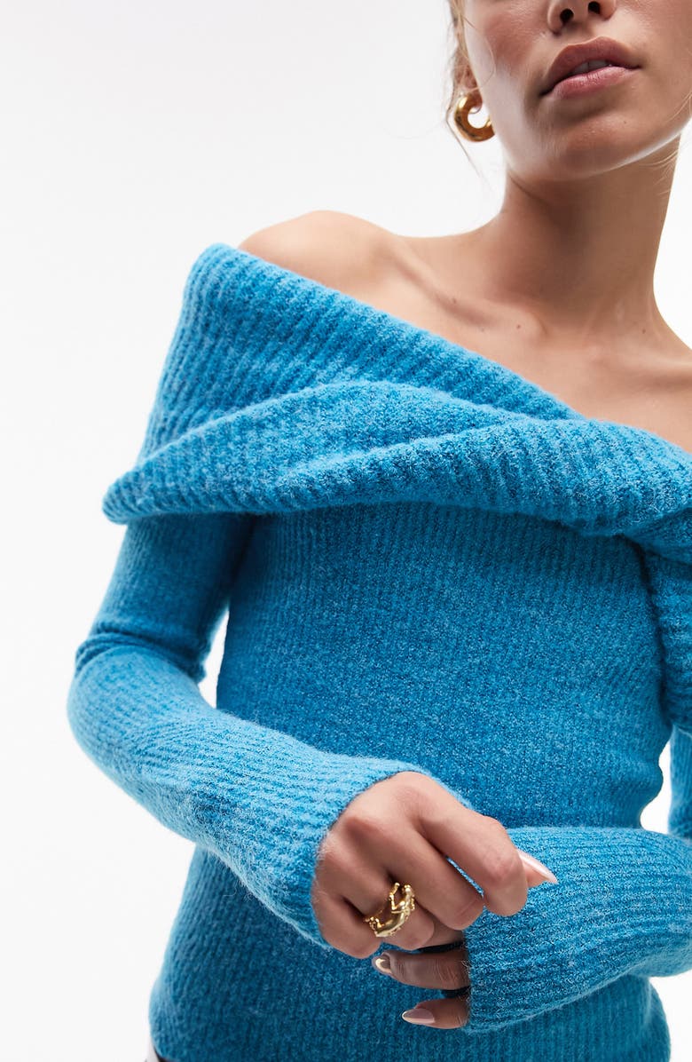 Topshop Chunky Off the Shoulder Sweater, Alternate, color,