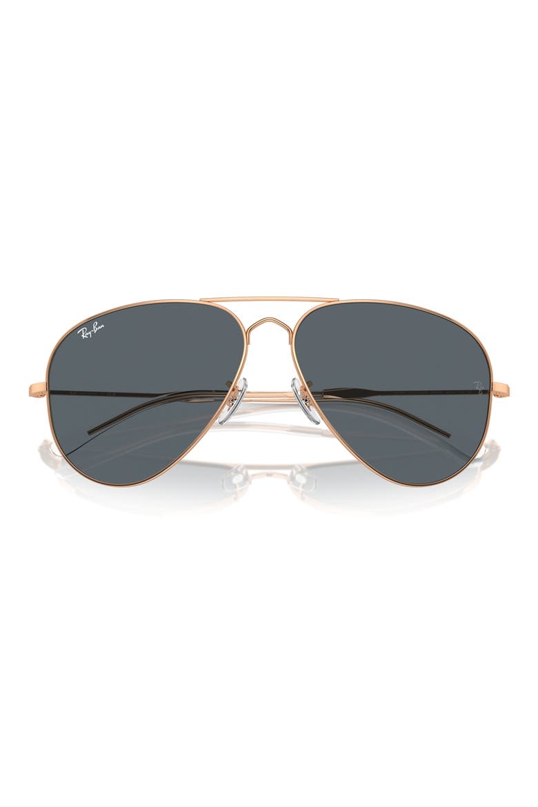 Old Aviator 58mm Sunglasses, Alternate, color, ROSE GOLD