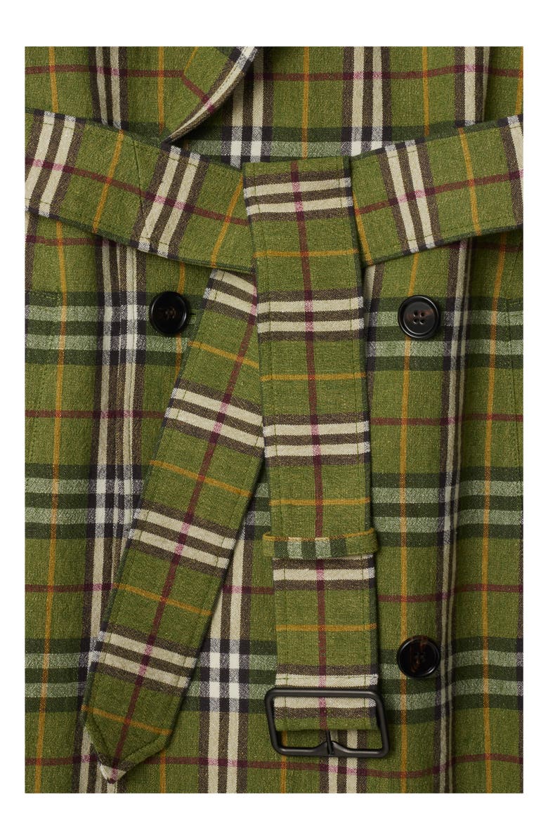 Burberry Long Check Stretch Linen Trench Coat, Alternate, color, 
