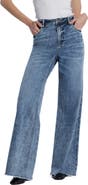 HINT OF BLU Happy Shaggy High Waist Raw Hem Wide Leg Jeans