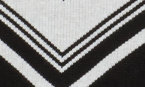 T Tahari Elbow-sleeve Mitered Chevron Sweater In Black/light Grey Heather
