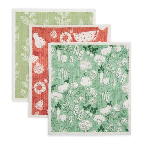 Dii Swedish Dishcloth Set/3, Reusable & Absorbent In Multi