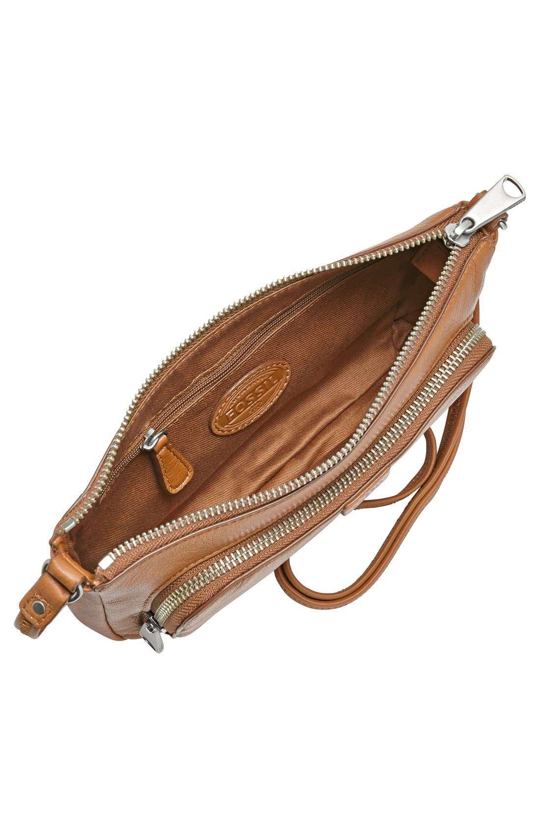 'Mini Riley' Leather Crossbody Bag, Alternate, color, CAMEL