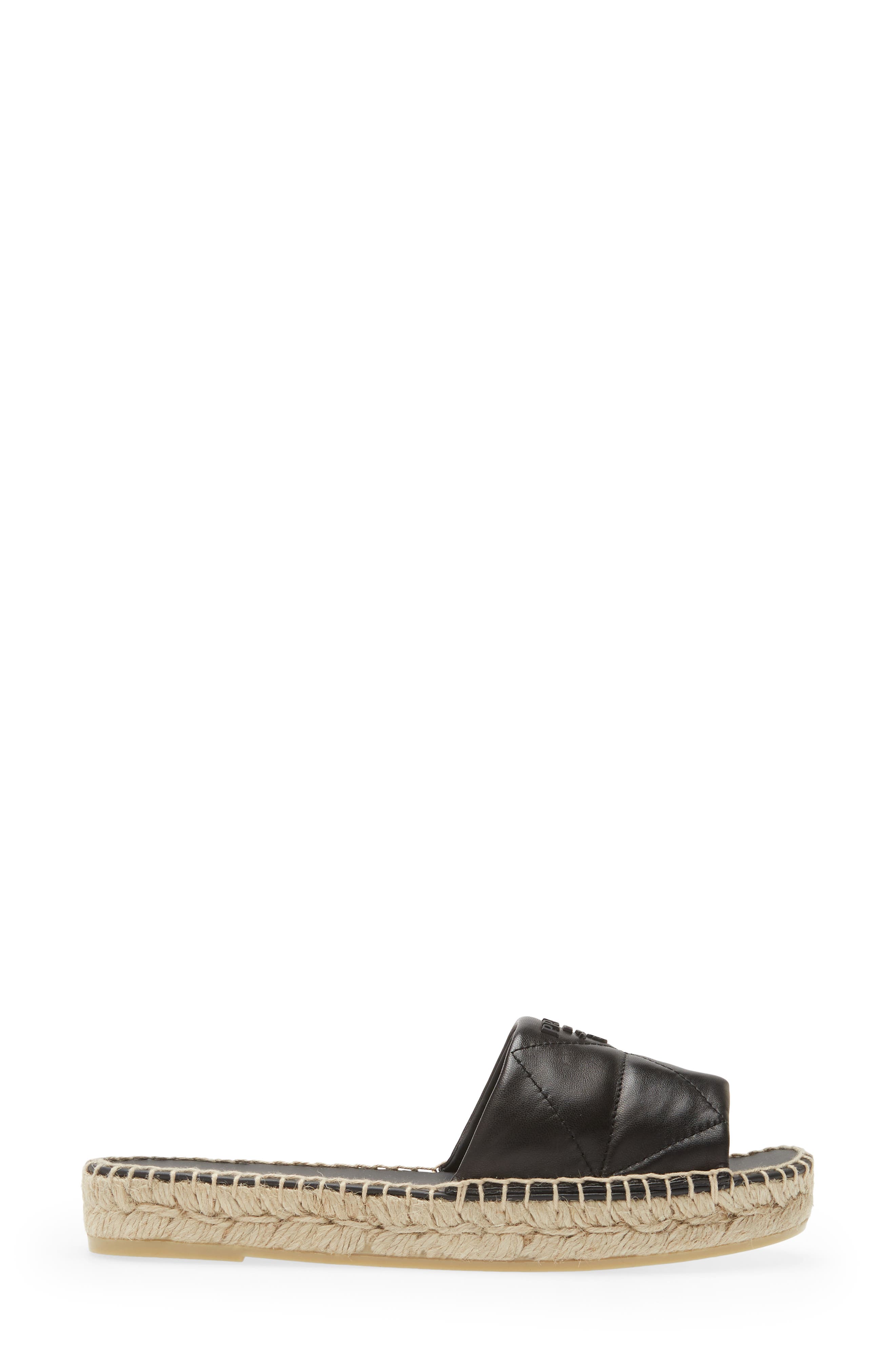 Prada Quilted Leather Slide Sandal, Alternate, color, 