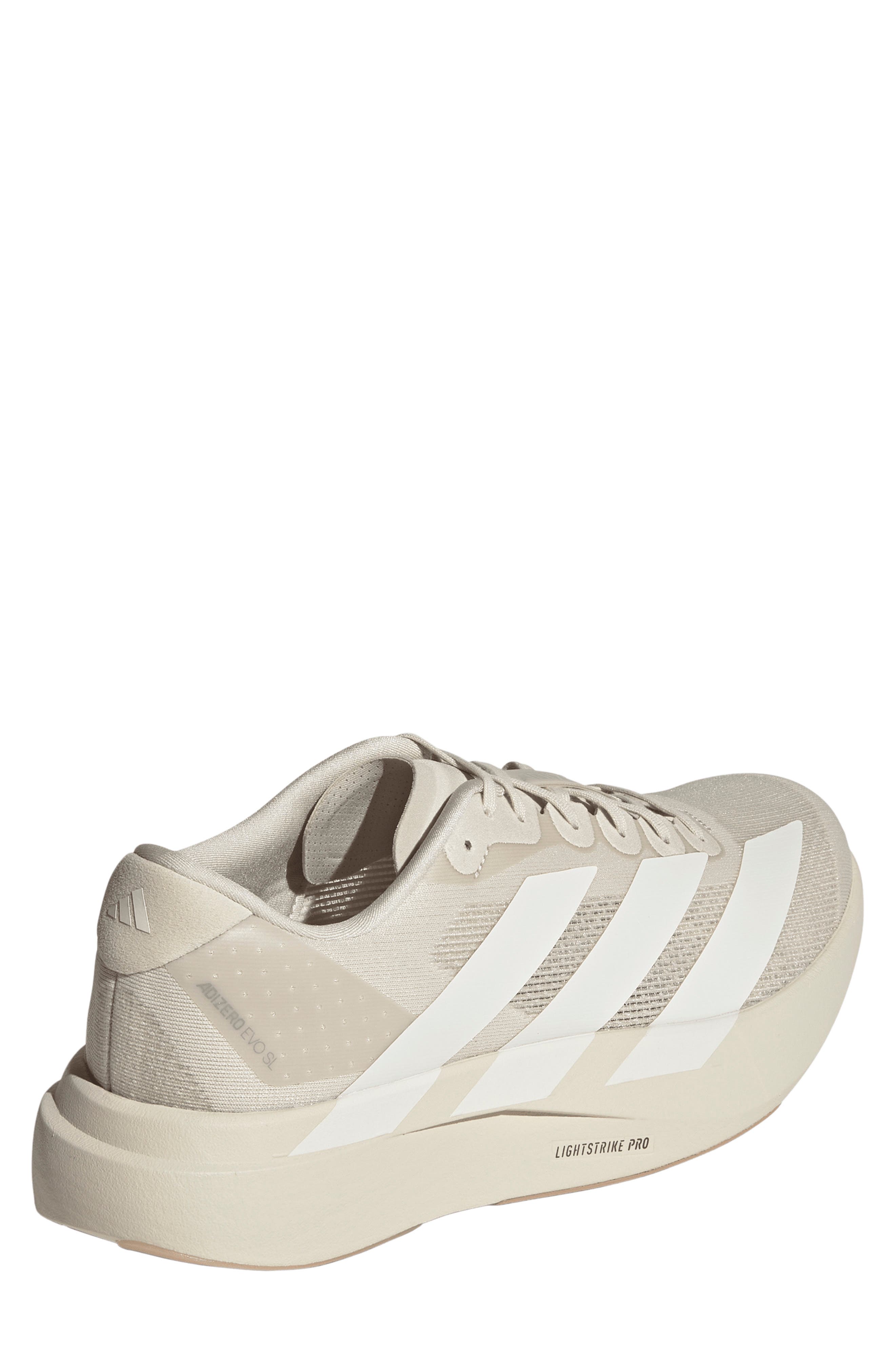 Adizero Evo SL Running Shoe, Alternate, color, ALUMINA/ OFF WHITE/ SANDSTONE