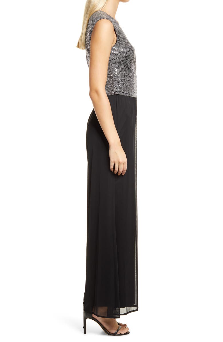 CAxLZ by Connected Apparel Jennifer Sequin & Chiffon Jumpsuit, Alternate, color,