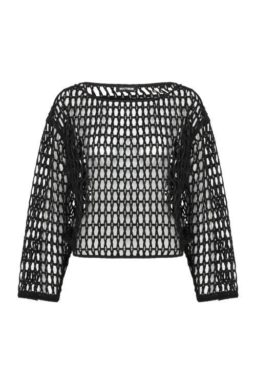 NOCTURNE NOCTURNE BOAT NECK MESH TOP