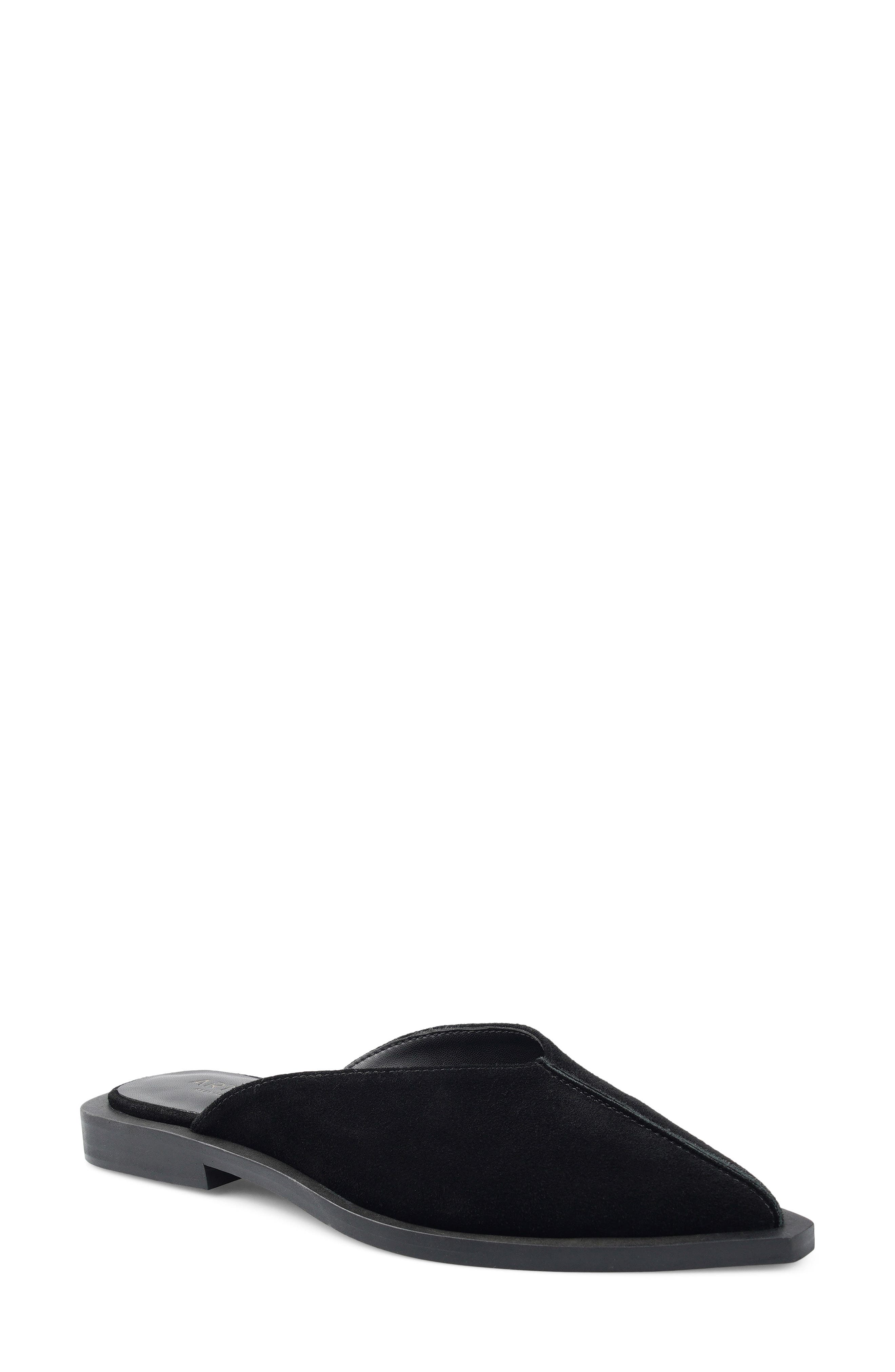 Pointed Toe Mule, Main, color, BLACK SUEDE