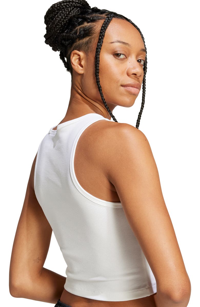 adidas Originals Essentials Lifestyle Rib Crop Tank Top, Alternate, color, White
