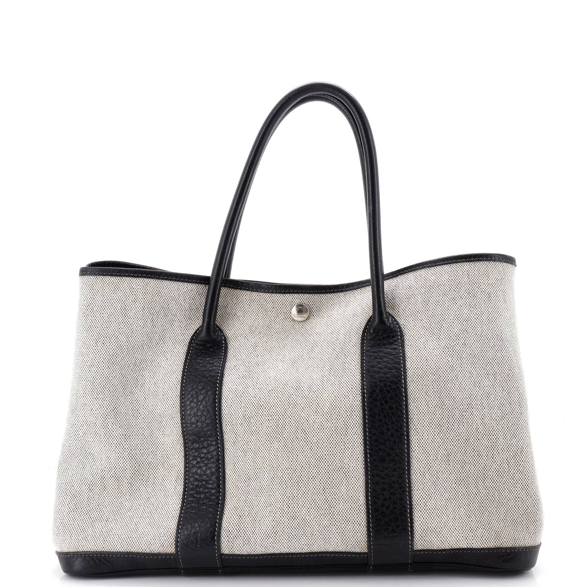 Garden Party Tote Toile and Leather 36, Main, color, Black