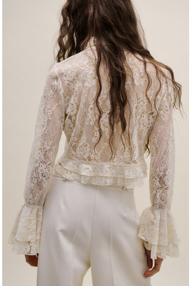 Blusa Lace Ruffle Cuff Top, Alternate, color, ECRU