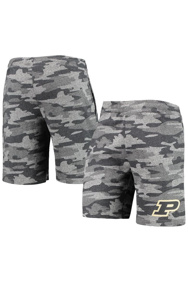 Men's Concepts Sport Charcoal/Gray Purdue Boilermakers Camo Backup Terry Jam Lounge Shorts, Main, color, Charcoal