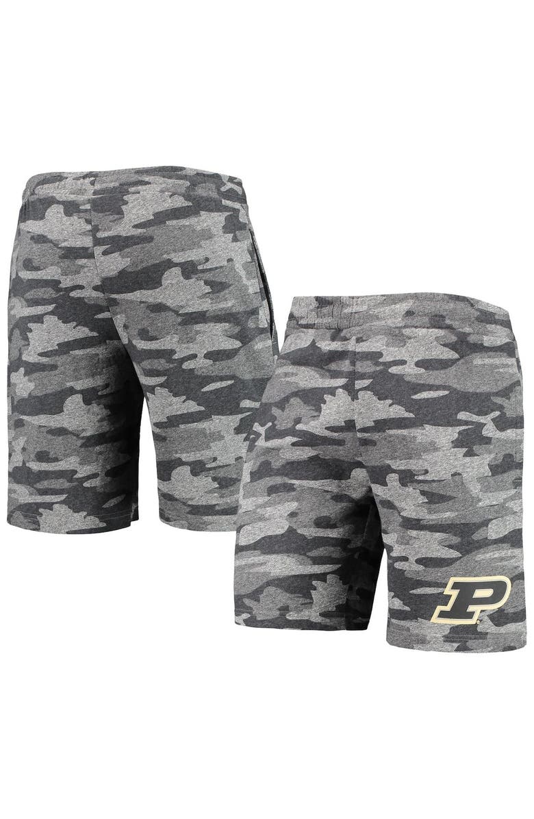 CONCEPTS SPORT Men's Concepts Sport Charcoal/Gray Purdue Boilermakers Camo Backup Terry Jam Lounge Shorts, Main, color, Charcoal