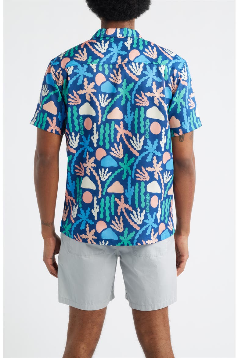 Print Short Sleeve Button-Up Camp Shirt, Alternate, color, BLUE MULTI