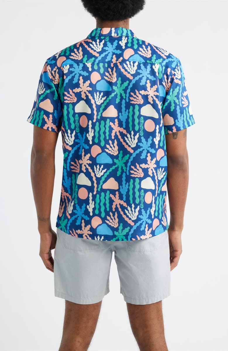 Boardies Print Short Sleeve Button-Up Camp Shirt, Alternate, color, Blue Multi