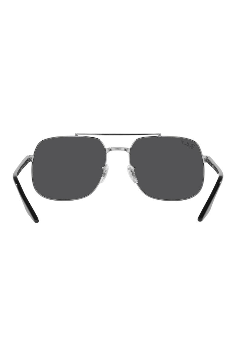 56mm Polarized Square Sunglasses, Alternate, color, GUNMETAL