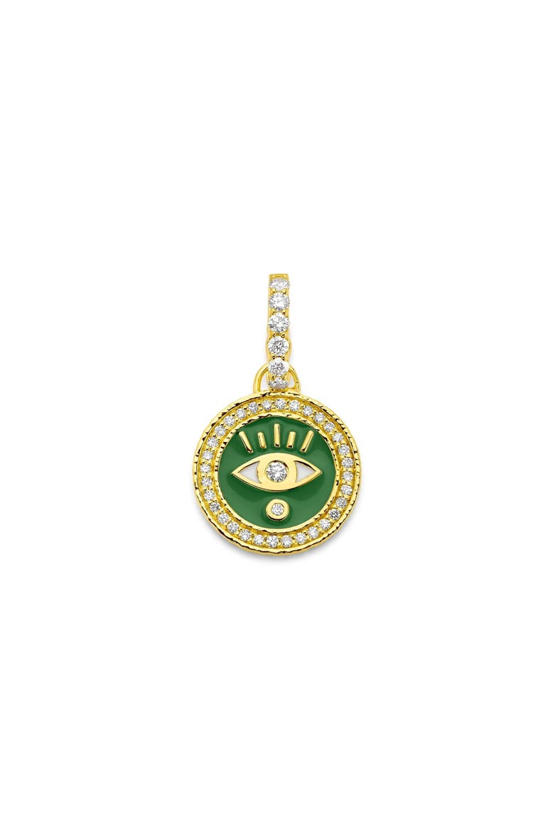 Enameled Evil Eye Charm with Diamonds, Main, color, Kelly Green