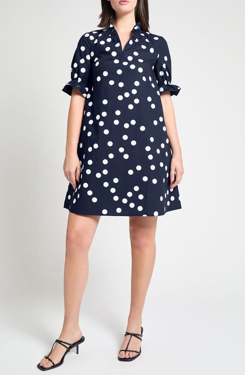 Ruffle Detail Poplin Shift Dress