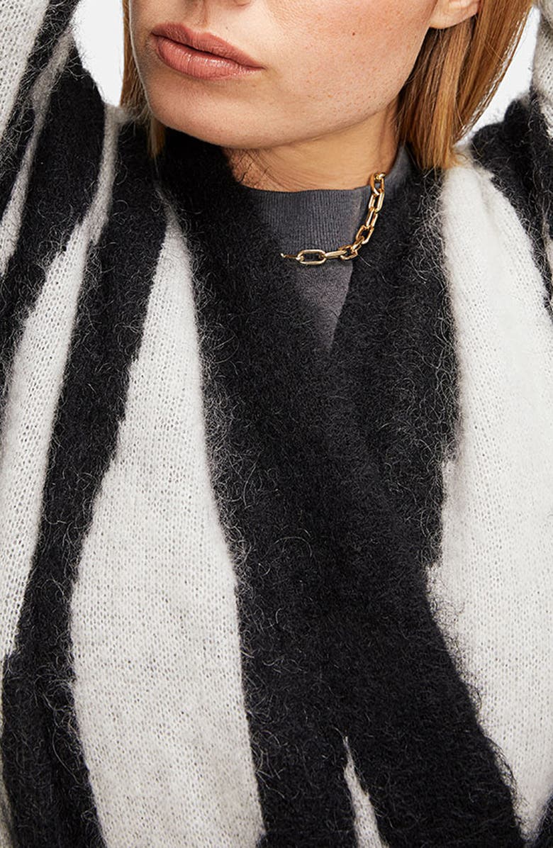ANINE BING Oliver Zebra Stripe Belted Cardigan, Alternate, color,