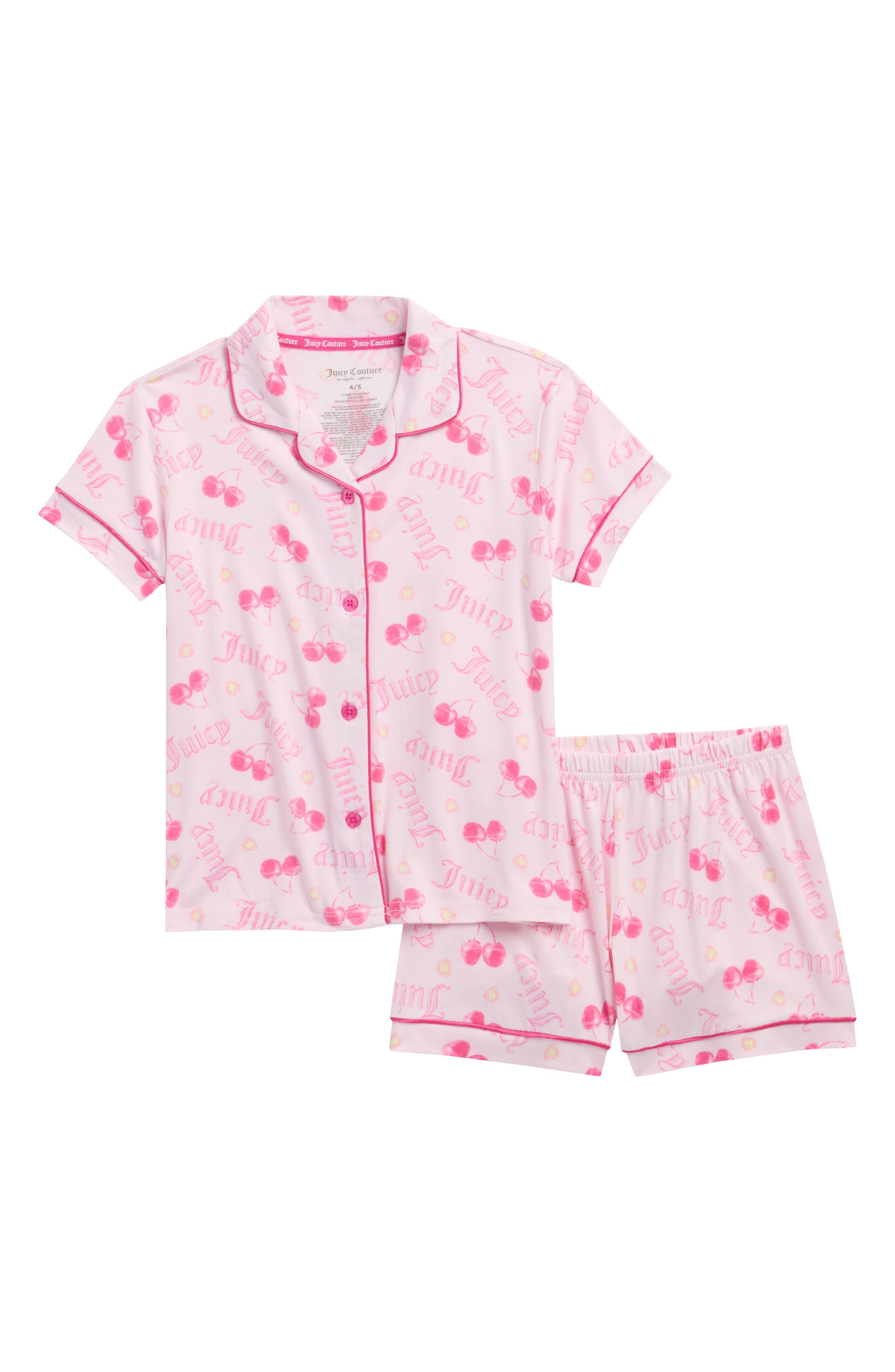 Juicy Couture Kids' Logo Print Two-Piece Satin Short Pajamas