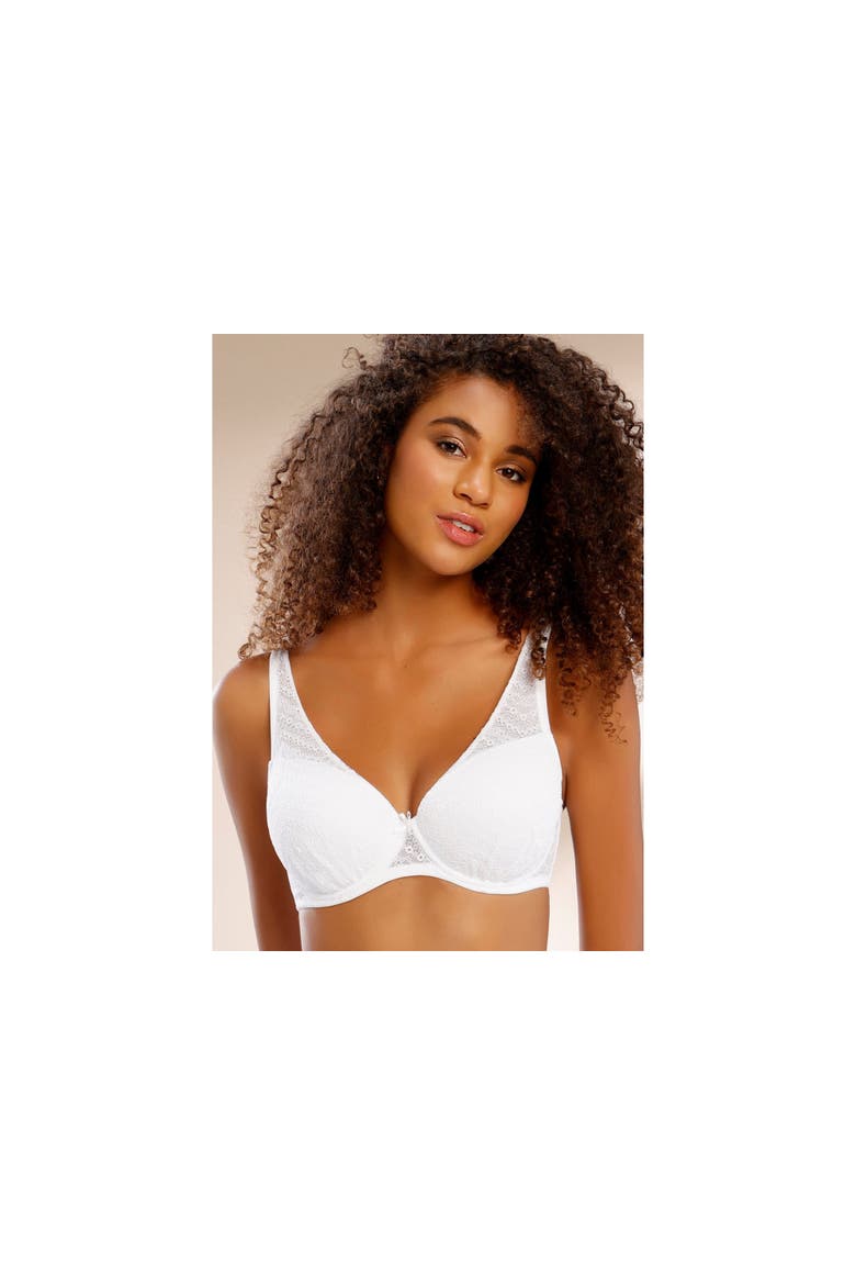 Padded Plunge Bra, Alternate, color, White