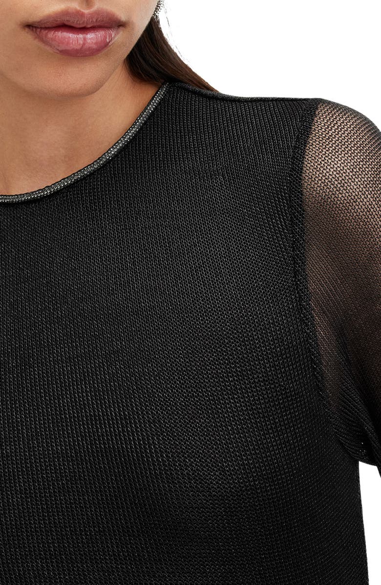 AllSaints Nora Sparkle Long Sleeve Dress, Alternate, color, Black Shimmer