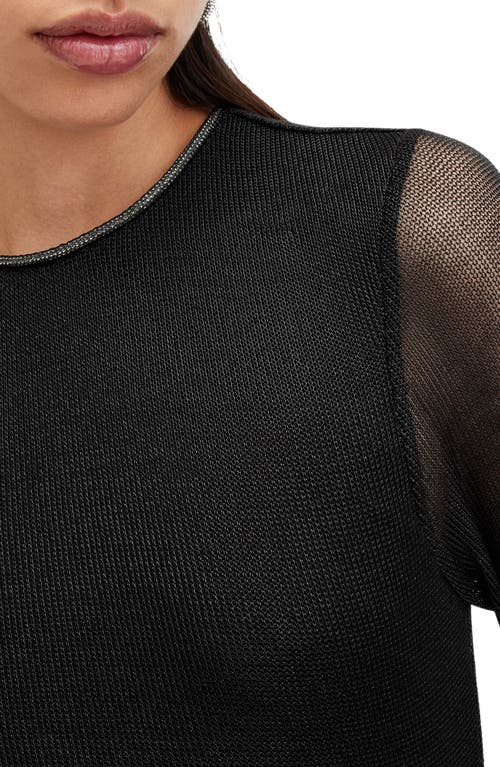 Shop Allsaints Nora Sparkle Long Sleeve Dress In Black Shimmer