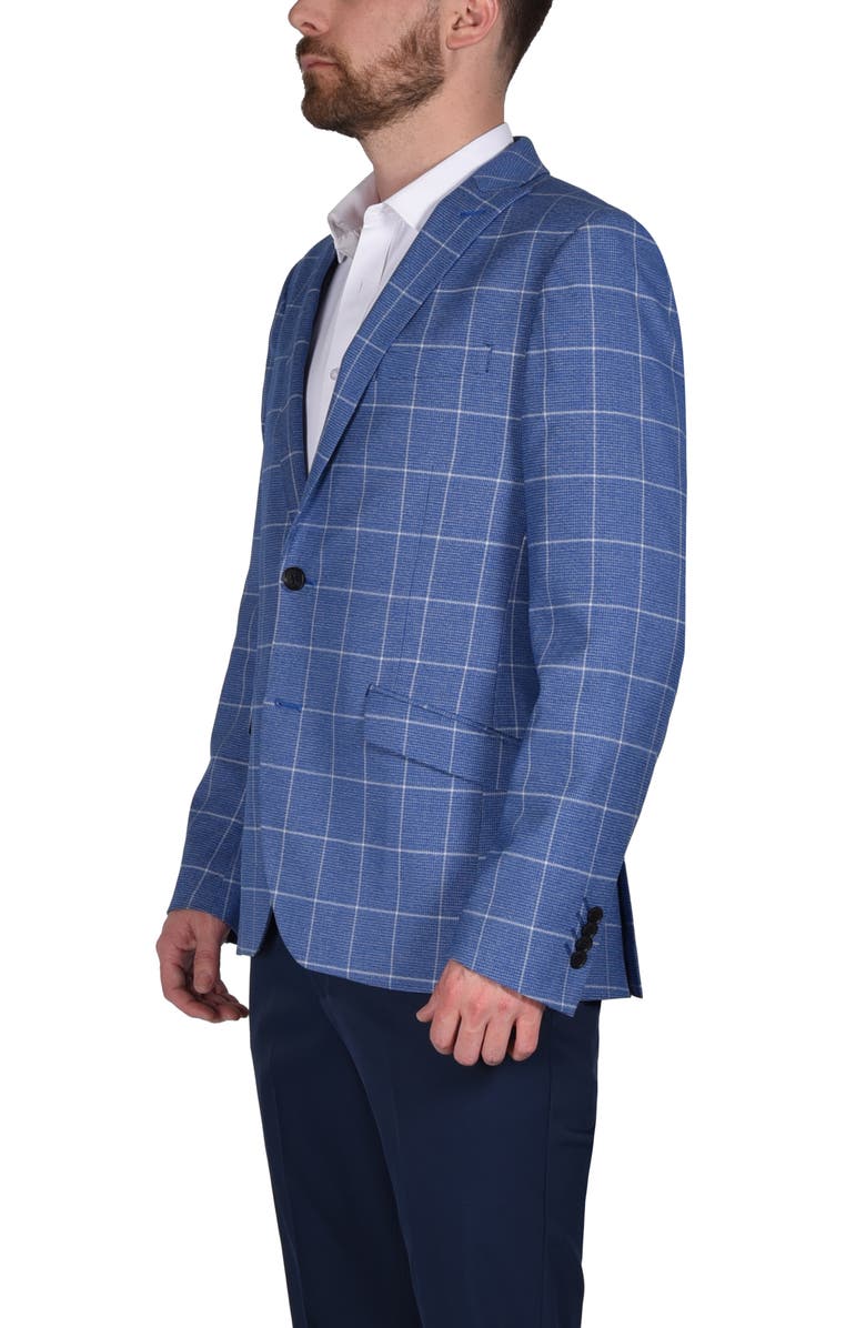 SAVILE ROW CO Blue Windowpane Notch Collar Sport Coat, Alternate, color, Blue