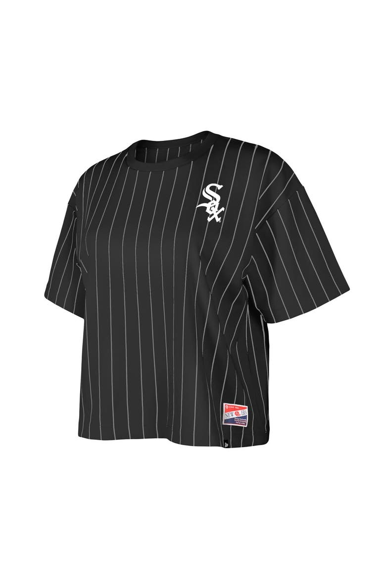 Women's New Era Black Chicago White Sox Boxy Pinstripe T-Shirt, Alternate, color, Black