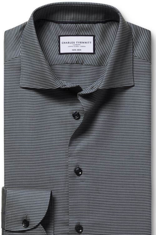 Charles Tyrwhitt Non-iron Stretch Texture Circle Shirt In Gray