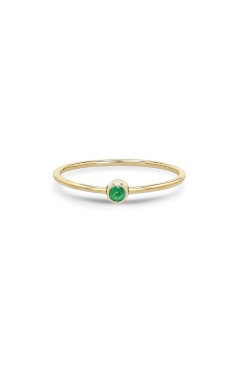 14K Gold Bezel Birthstone Stacking Ring