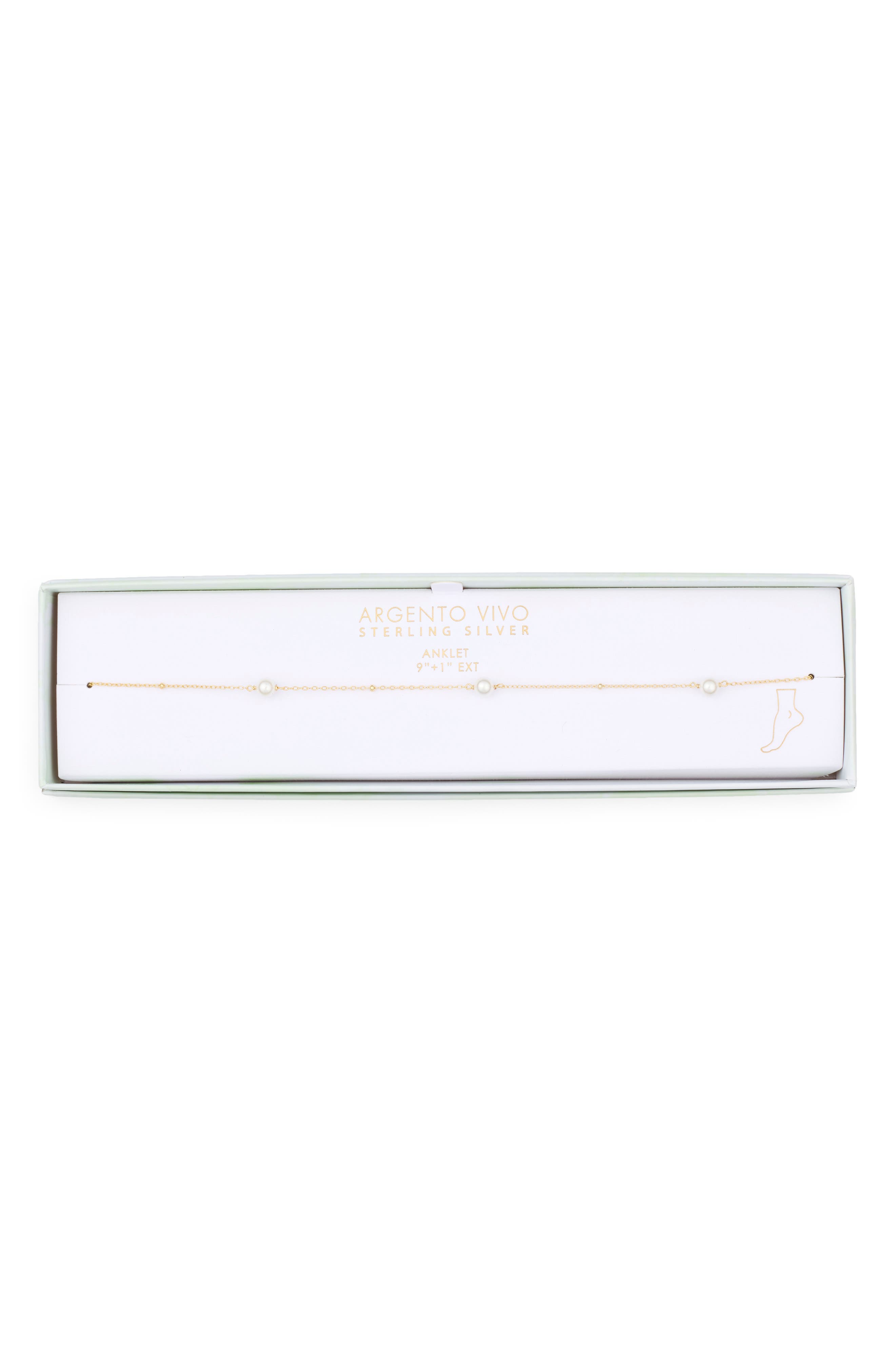 ARGENTO VIVO Faux Pearl Station Anklet
