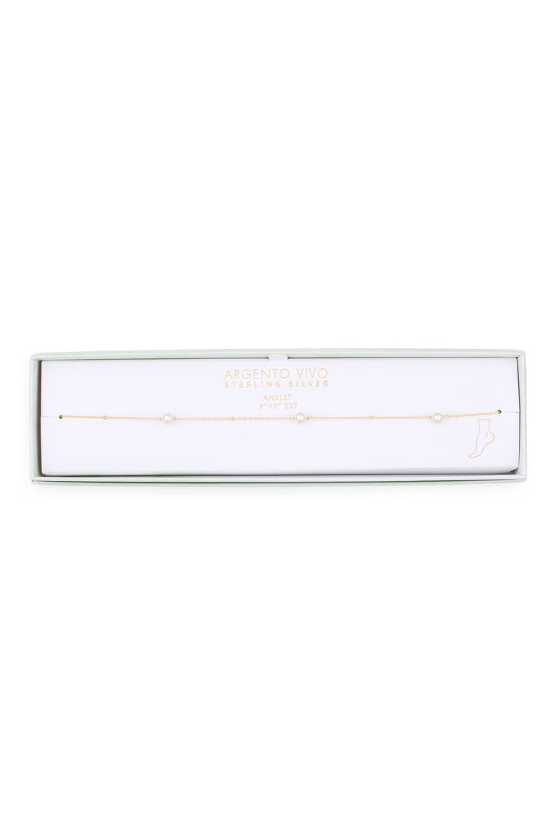 Faux Pearl Station Anklet, Main, color, GOLD
