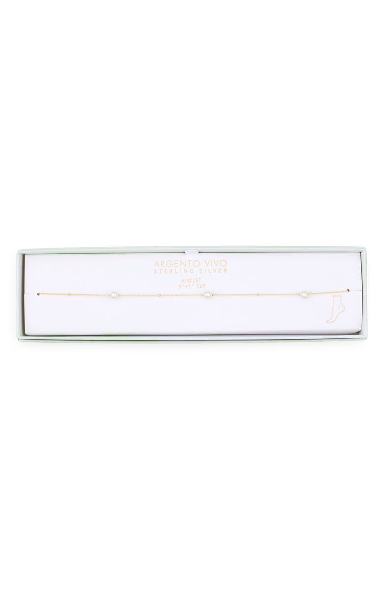 ARGENTO VIVO Faux Pearl Station Anklet, Main, color, Gold