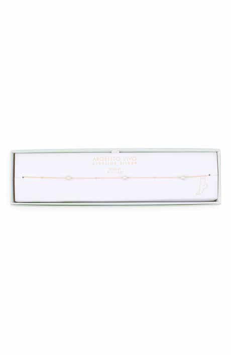 ARGENTO VIVO Faux Pearl Station Anklet