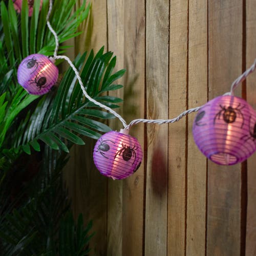 Northlight 10ct Spider Paper Lantern Halloween Lights In Purple