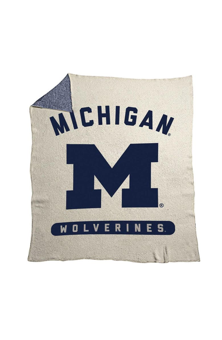 LOGO BRANDS Michigan Wolverines 50" x 60" Luxe Dreams Throw Blanket, Main, color, Oatmeal
