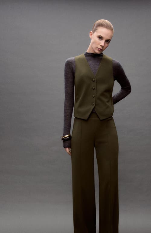 Mango Straight Leg Pants In Khaki Green