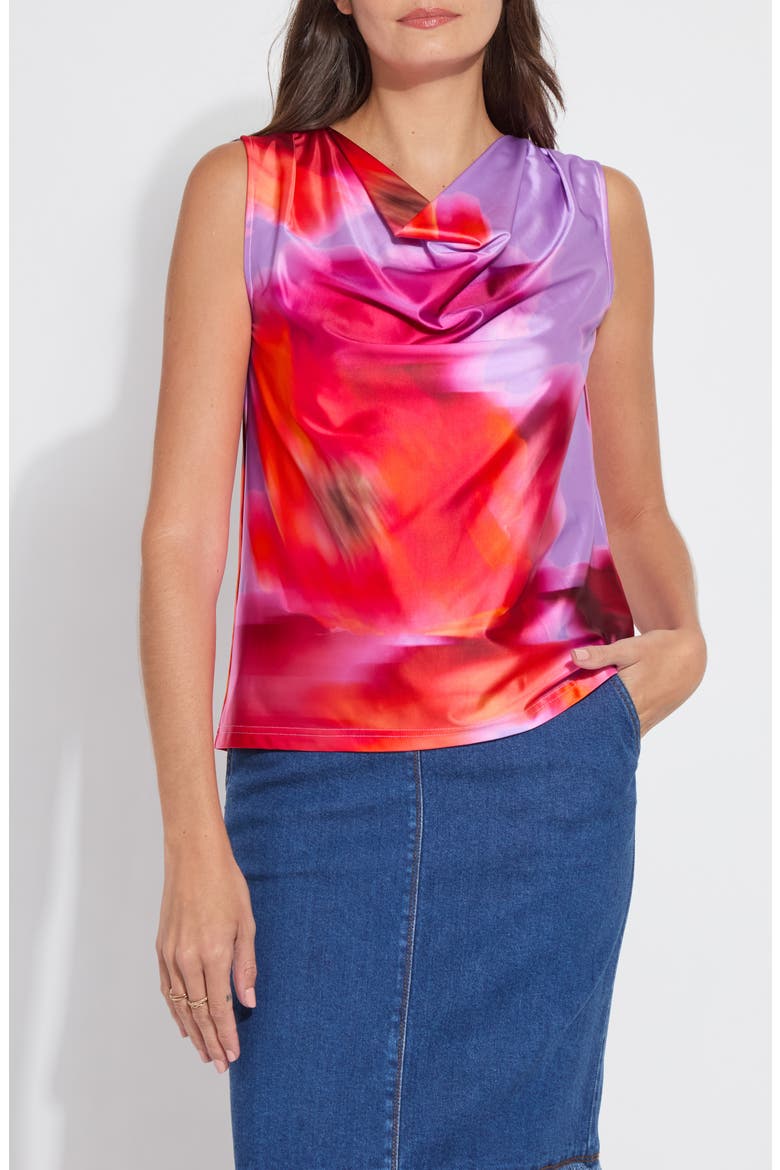 Rosario Draped Satin Top, Main, color, FLOATING FLORAL